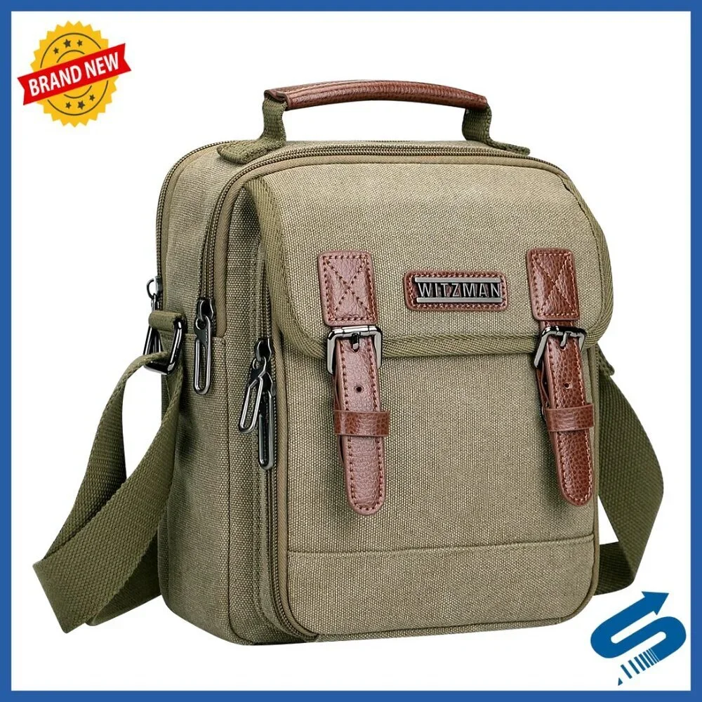 Small Canvas Vintage Messenger Bag Crossbody Satchel for Men Work Travel